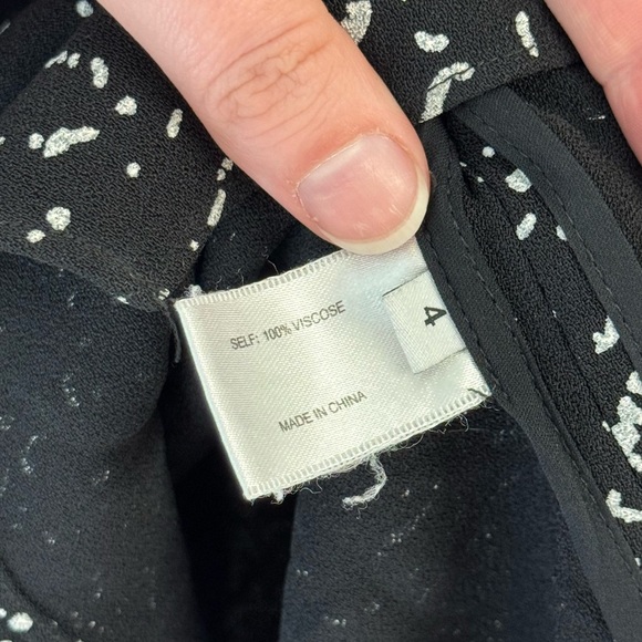 Proenza Schouler Long Sleeve Crepe Asymmetric Hem Blouse‎ 4 Black White Splatter - Picture 6 of 7